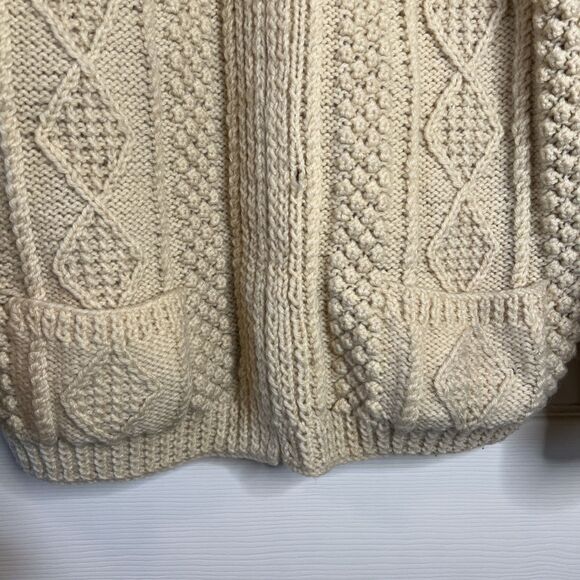 Vtg Connemara Knitwear Ireland Merino Wool Zip-up Cardigan Cable Knit M/L - Picture 4 of 9